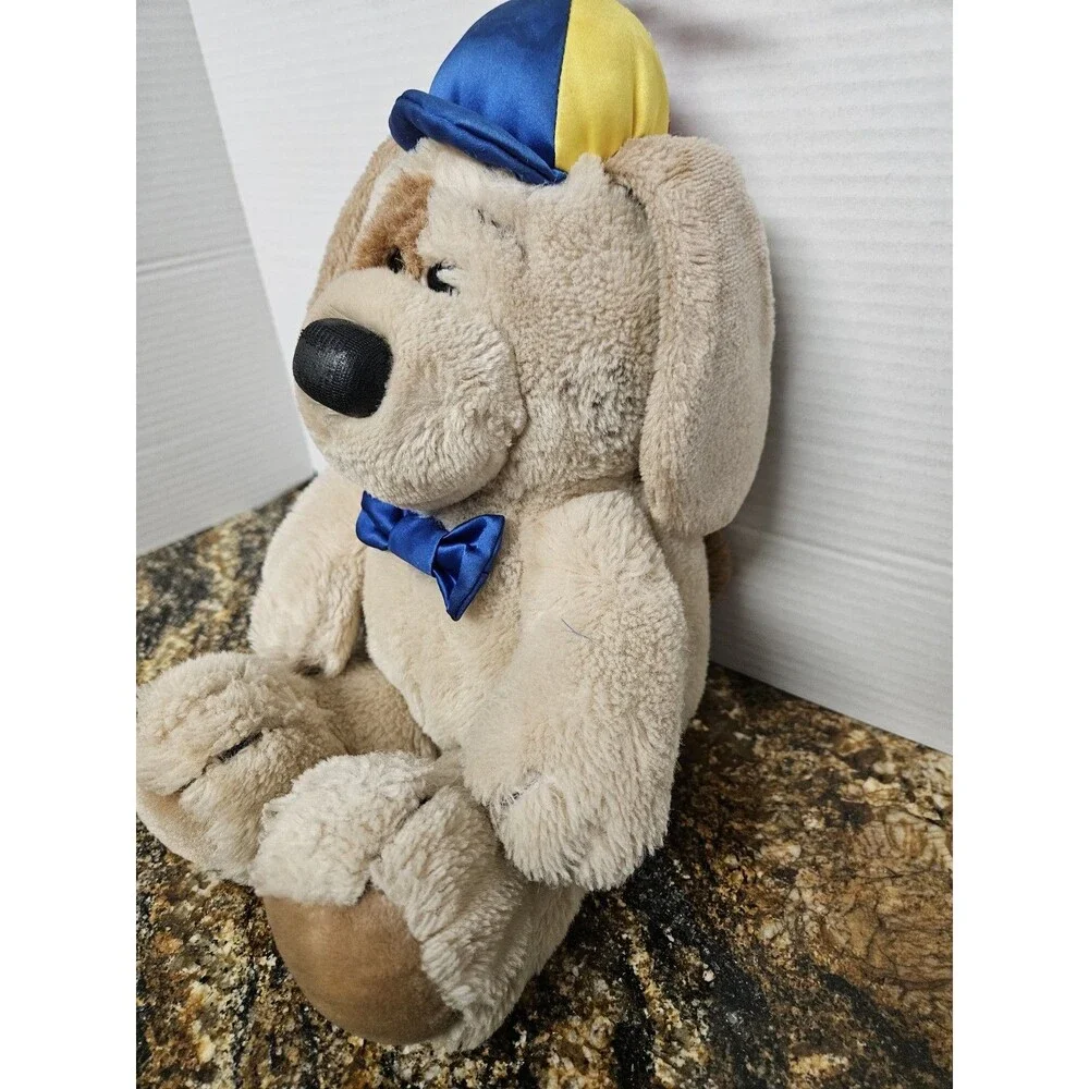 Vintage 1987 Dakin Brown Puppy Dog Whirly Propellor Hat Stuffed Animal Plush 16”